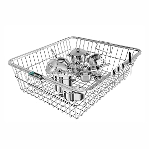 smartslide stainless steel dish drainerutensil drainer kitchen rackbartan basketutensil drying rackkuda basketkitchen stand 59 x 48 x 205 cmssize 3