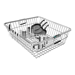 smartslide stainless steel dish drainerutensil drainer kitchen rackbartan basketutensil drying rackkuda basketkitchen stand 19 x 24