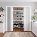 SmartStandard 72x80in Double Accordion Doors Interior, Double Walled, White