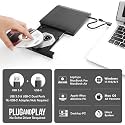 SMARTTECH USB 3.0 Portable Optical External Drive CD DVD Writer Rewriter Player High Speed Data Transfer for Laptop Computer MacBook Support Windows and MacOS