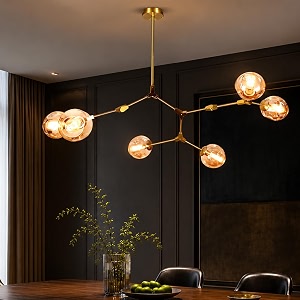 smartway caesar 120cm modern gold led chandelier geometric branching globe design height adjustable pendant light alexa google compatible ceiling light for living room dining