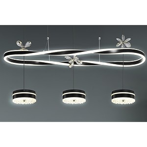 smartway - 115 watt billion modern ceiling bedroomliving room led linear chandelier for living room kitchen dining hotels office amp home dcor voice assist app control 3 color mode