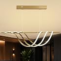 Smartway® – Skylar 70W | 100 Cm|Gold |Height Adjustable | 3 Light Mode | Modern LED Ceiling Chandelier for Living Room, Dining, Bedroom, Hall, Kitchen, Office,Luxury Decorative Lighting