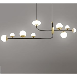 smartway - smart linear led chandelier for living room dining room bedroom  smart google  alexa voice assist app control and 3 color mode warm cold amp natural white orion