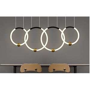smartway 52 watt piano 4 rings modern led linear chandelier for kitchen dining table restaurant cafe bar hotels office amp home dcor smart voice assist app control amp 3 color mode