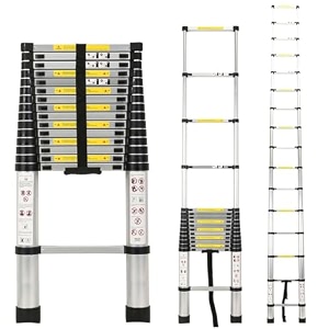 smarty 11 feet portable lightweight adjustable compact stable 32 meter telescopic aluminium ladder for home and outdoor