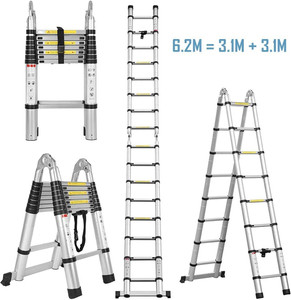 smarty 62 meter3131 double a shape compact stable portable 21 feet telescopic aluminium ladder