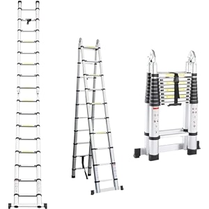 smarty 11 feet portable lightweight adjustable compact stable 32 meter telescopic aluminium ladder for home and outdoor