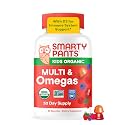 SmartyPants Organic Kids Multivitamin Gummies: Omega 3 (ALA), Beta Carotene, Vitamin B12,B6,A,K & Zinc for Immune Support, Biotin, Vegetarian, Three Fruit Flavors,30 Day Supply, 120 Count (Pack of 12)