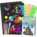 Smasiagon Scratch Paper Art Set for Kids: 60 Pcs Magic Black Scratch Off Art Crafts Kits Colorful Drawing Toys for 3-12 Year Old Girls Boys Halloween Party Favor Game DIY Birthday Christmas Gift