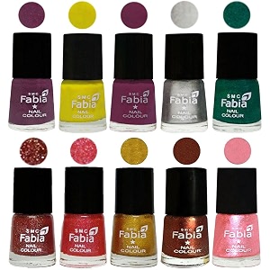 nail paint  glossy amp shine nail polish combo 6 ml each - set of 10 multicolor05950