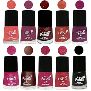 nail paint  glossy amp shine nail polish combo 6 ml each - set of 10 multicolor04886