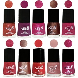 nail paint  glossy amp shine nail polish combo 6 ml each - set of 10 multicolor04989