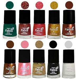 nail paint  glossy amp shine nail polish combo 6 ml each - set of 10 multicolor05967