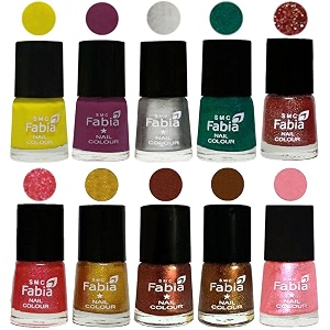 nail paint  glossy amp shine nail polish combo 6 ml each - set of 10 multicolor05955