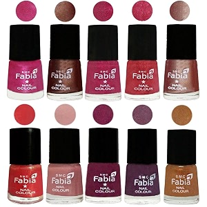 nail paint  glossy amp shine nail polish combo 6 ml each - set of 10 multicolor05075