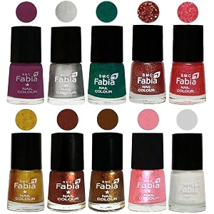 nail paint  glossy amp shine nail polish combo 6 ml each - set of 10 multicolor05962