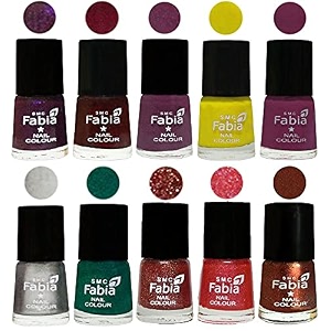 nail paint  glossy amp shine nail polish combo 6 ml each - set of 10 multicolor05935