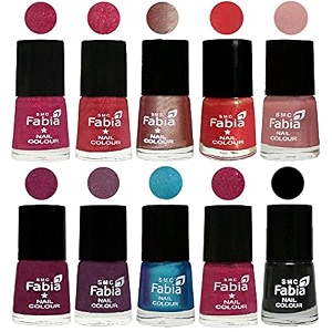 nail paint  glossy amp shine nail polish combo 6 ml each - set of 10 multicolor05187