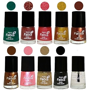 nail paint  glossy amp shine nail polish combo 6 ml each - set of 10 multicolor05968