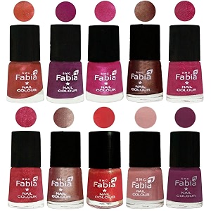 nail paint  glossy amp shine nail polish combo 6 ml each - set of 10 multicolor05011