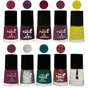 nail paint  glossy amp shine nail polish combo 6 ml each - set of 10 multicolor05933
