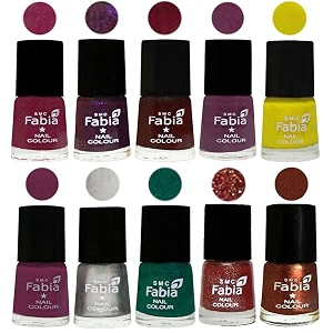 nail paint  glossy amp shine nail polish combo 6 ml each - set of 10 multicolor05927