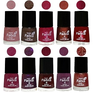 nail paint  glossy amp shine nail polish combo 6 ml each - set of 10 multicolor05869
