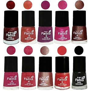nail paint  glossy amp shine nail polish combo 6 ml each - set of 10 multicolor04977