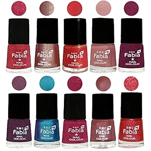 nail paint  glossy amp shine nail polish combo 6 ml each - set of 10 multicolor05220