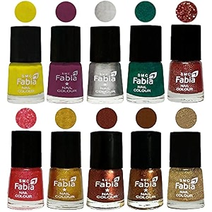 nail paint  glossy amp shine nail polish combo 6 ml each - set of 10 multicolor05956