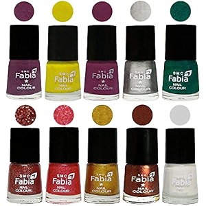 nail paint  glossy amp shine nail polish combo 6 ml each - set of 10 multicolor05953