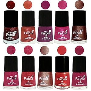 nail paint  glossy amp shine nail polish combo 6 ml each - set of 10 multicolor04939