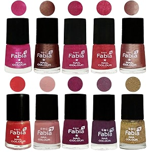nail paint  glossy amp shine nail polish combo 6 ml each - set of 10 multicolor05105