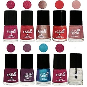 nail paint  glossy amp shine nail polish combo 6 ml each - set of 10 multicolor05189