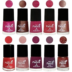 nail paint  glossy amp shine nail polish combo 6 ml each - set of 10 multicolor05099
