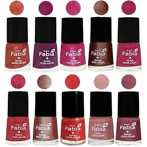 nail paint  glossy amp shine nail polish combo 6 ml each - set of 10 multicolor04986