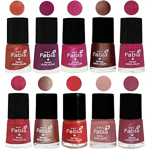 nail paint  glossy amp shine nail polish combo 6 ml each - set of 10 multicolor04998