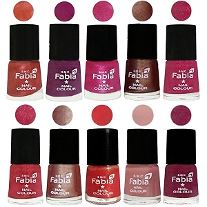 nail paint  glossy amp shine nail polish combo 6 ml each - set of 10 multicolor05006
