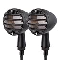SMD LED Bullet Turn Signals Motorcycle Amber Front Rear Blinker Grill Indicator Universal Compatible for Honda Yamaha Suzuki Kawasaki Harley Chopper Bobber Dyna(Black-Amber)