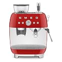 Smeg Coffee Machine with Grinder, Original Italian Brand, Patented Smeg Red Color, Live the Barista Exeprience, Professional Steam Wand for Creamy Milk Coffee, Pressure Monitor, EGF03RDEU