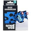 SmellWell - Scented Shoe Deodorizer Inserts - Odor Eliminators - Activated Bamboo Charcoal + Minerals - Natural Fresheners for shoes, bags, gloves - 2 x 1.8oz Original Size - Blue Leopard
