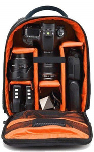 smiledrive waterproof dslr backpack camera bag lens accessories carry case for nikon canon olympus pentax  others-ideal for professional photographers orange  camera bag black