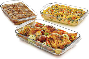 SMILERY Borosilicate Glass Rectangle Baking Dish Microwave
