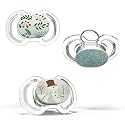 Smilo Baby Christmas Pacifier - 3 Pack of Slimline Dummies for Babies from 9+ Months - 100% Silicone Glow in the Dark Binky BPA Free - Winter Wonderland