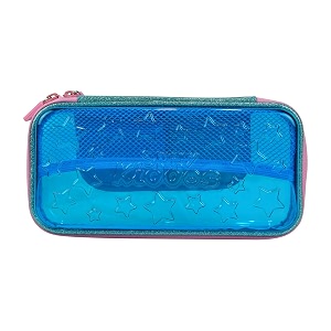 smily kiddos pvc star pencil box  transparent pencil case light blue