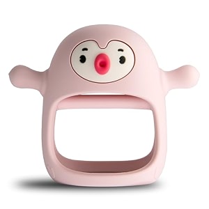 smily mia reindeer organic baby toys 0-6months mitten for 3-6months easy to hold stem with chewing nubs for teething pain relief for 6-12months babies light purple