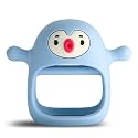 Smily Mia Penguin Buddy Never Drop Silicone Baby Teething Toy for 0-6month Infants, Baby Chew Toys for Teething Pain Relief, Hand Teether for 3-6Months,Gum Massager for Babies (Light Blue)