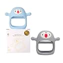 Smily Mia Reindeer Organic Baby Toys 0-6Months, Mitten for 3-6Months, Easy to Hold Stem with Chewing Nubs for Teething Pain Relief for 6-12Months Babies, Light Blue