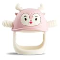 Smily Mia Reindeer Organic Baby Toys 0-6Months, Mitten for 3-6Months, Easy to Hold Stem with Chewing Nubs for Teething Pain Relief for 6-12Months Babies, Rose Pink